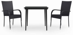 3099395 vidaXL Set mobilier de grădină, 3 piese, negru