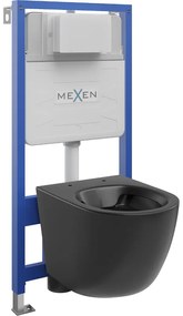 Mexen set WC încastrat cadru Felix Slim cu vas de toaletă Lena, Negru mat - 6103322XX85