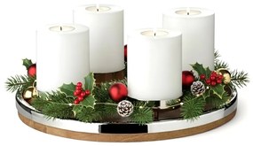 Coroană de Advent Lani (Ø 34 cm), lemn de mango cu margine din oțel inoxidabil - EDZARD