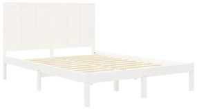 Cadru pat 5FT King Size, alb, 150x200 cm, lemn masiv de pin Alb, 150 x 200 cm