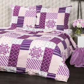 Lenjerie de pat din crep 4Home Patchwork violet, 140 x 220 cm, 70 x 90 cm