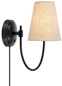 Aplică de perete neagră-bej cu alimentare la priză Amar – Markslöjd