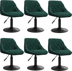 vidaXL Scaune de sufragerie pivotante 6 buc, verde închis, catifea