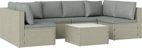 Outsunny Set mobilier grădină de 6 persoane, din rășină împletită, canapele confortabile și masă joasă cu sticlă securizată, maro | Aosom Romania