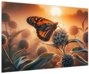 Tablou – Fluture în soare apunând (90x60 cm)