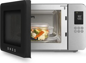 Cuptor cu microunde si gratar 4in1 SMEG Collezione MOC01BLMEU, 1900 W, 29 l, 18 programe, Inchidere lina, Semnal sonor, Ecran LCD, Negru mat