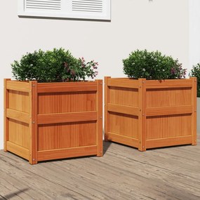 vidaXL Jardiniere de grădină, 2 buc., maro ceruit, lemn masiv de pin