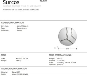 Oglinda rotunda design decorativ Surcos argintie