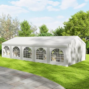 Outsunny Pavilion pentru Petreceri 10x5 m cu 10 Pereți Laterali Detașabili, Pavilion de Grădină cu 5 Secțiuni, Uși cu Fermoar și Ferestre, Pavilion pentru Nunți, Evenimente, Întâlniri, UV30+, Alb | Aosom Romania