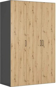 Dulap FLEX, gri grafit/stejar artisan, PAL, cu 3 usi, 150x66x240 cm