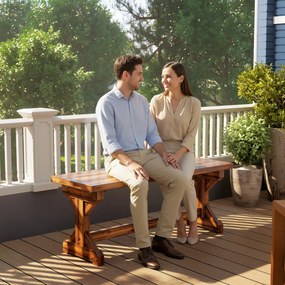 Outsunny Bancă de Grădină cu 2 Locuri din Lemn de Brad cu Bază în Formă de X, Bancă Rustică pentru Exterior Fără Spătar, pentru Patio, Verandă, Balcon, 114L x 40l x 46h cm, Finisaj Carbonizat | Aosom Romania