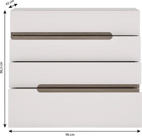 comodă, strălucire extra albă HG/stejar sonoma închis, LYNATET TYP 44