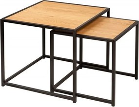 Set de 2 masute design industrial Slim Line 50cm, natur