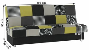Canapea, textil verde gălbui/gri/negru, ALABAMA