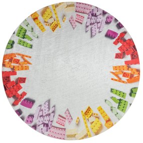 BAMBINO 38480 rotund covor lavabil Kit de construcție pentru copii anti-alunecare - gri / galben