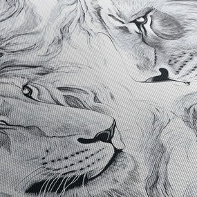 Tablou - Capete de lei desenate (120x50 cm)