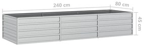 Strat inaltat de gradina argintiu 240x80x45 cm otel galvanizat 1, 240 x 80 x 45 cm