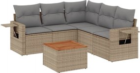 vidaXL Set canapele de grădină, 6 piese, cu perne, bej, poliratan