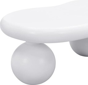 Masă de cafea în stil de nor, cu iluminare LED și design cu picioare rotunde, 95x62,5x32 cm, Alb