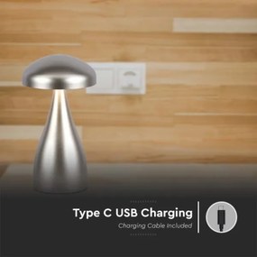 Lampă de birou LED reglabilă, reîncărcabilă, 1W, 5V, 3000-6000K, 1800 mAh, argin