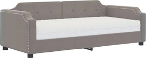 vidaXL Pat de zi cu saltea, gri taupe, 100x200 cm, textil