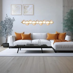 Lustră LED pe cablu BOLLA, 32W/230V, auriu/bej fumuriu