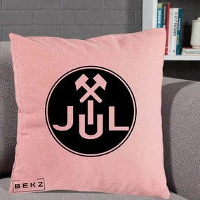 Perna Personalizata JUL Jiul Lupeni Fotbal, 40x40 cm, Roz, Husa Detasabila, Perna Inclusa, BEKZ®