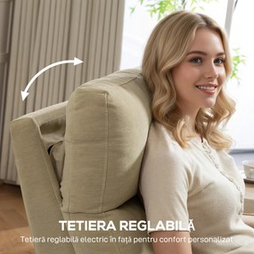 HOMCOM Fotoliu Relax Electric Reclinabil 135° cu Suport pentru Picioare, Tetieră Reglabilă, Șezut Spațios, Fotoliu Tapițat, Motoare Duble, Porturi USB și USB-C, Catifea Bej, Living | Aosom Romania