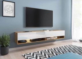 Masă TV/Dulap Aldesia 180 (wotan + Alb lucios ) (iluminat LED rgb color). 1053720