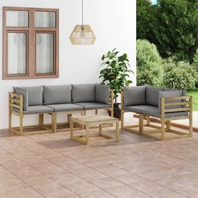 3064975 vidaXL Set mobilier de grădină cu perne gri, 6 piese