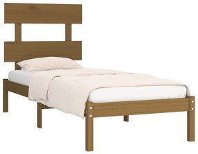 Cadru de pat Single 3FT, maro miere, 90x190 cm, lemn masiv maro miere, 90 x 190 cm