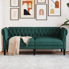 Canapea Chesterfield cu 2 locuri, verde inchis, material textil