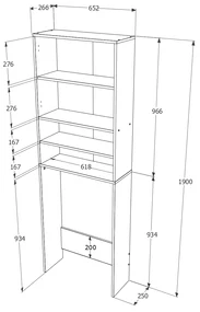Dulap Masina de Spalat haaus, Alb, 65 x 27 x 190 cm