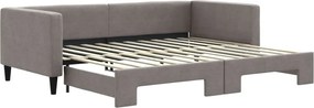 vidaXL Pat de zi cu extensie, gri taupe, 90x200 cm, textil