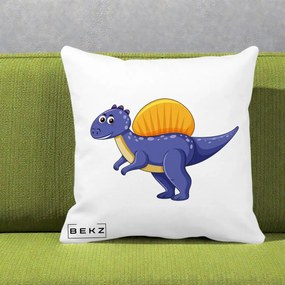 Perna Decorativa Spinozaur Kawaii, 40x40 cm, Alba Mata, Husa Detasabila, Perna Inclusa, BEKZ®