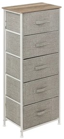 Comoda Gerda Bej, cadru metalic, sertare poliester, 45 x D 30 x H 114 cm, 6 kg