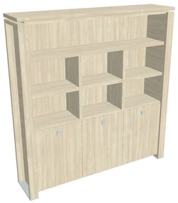 Dulap înalt Verno+ 200 x 46 x 210 cm, cu rafturi, salcâm