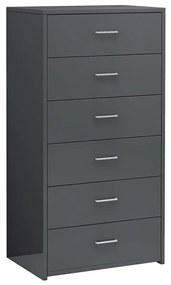 800674 vidaXL Servantă cu 6 sertare, gri extralucios, 50 x 34 x 96 cm, PAL