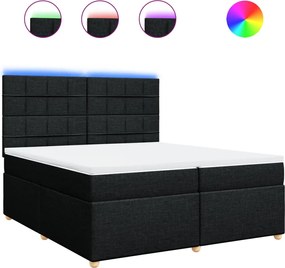 vidaXL Pat box spring cu saltea, negru, 200x200 cm, textil