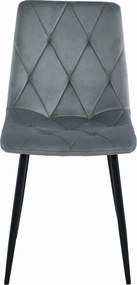 OFERTA Scaun de masa din catifea gri LIBRA cu picioare negre II. calitate