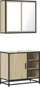 vidaXL Set mobilier de baie, 2 piese, stejar sonoma, lemn prelucrat