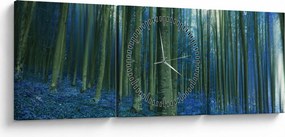 Tablou - Pădure albastră (cu ceas) (90x30 cm)