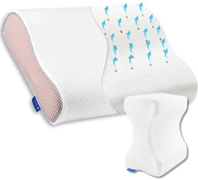 Set perne pentru dormit Suporto®️, perna ortopedica cu perforatii si perna pentru genunchi