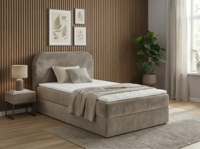 Pat tapițat boxspring FORENA 90x200 cm bej Saltea: Saltea cu arcuri Bonell