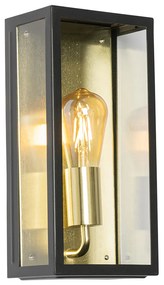 Lampă de perete exterioară industrială neagră cu auriu IP44 - Rotterdam