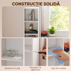 HOMCOM Bibliotecă Autoportantă și care Economisește Spațiu, 30x24x159 cm, Culoare Alb | Aosom Romania
