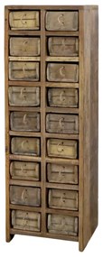 Comoda din lemn reciclat, cu 18 sertare, aspect vintage, Grimaud