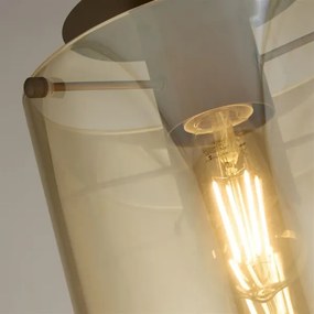 Searchlight 88911-1MO - Plafonieră SWEDEN 1xE27/60W/230V Ø22 cm maro/fumuriu