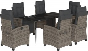 vidaXL Set mobilier de grădină cu perne, 7 piese, gri, poliratan