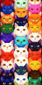 Prosop plaja MEOW 100x180 cm colorat, 100% microfibra